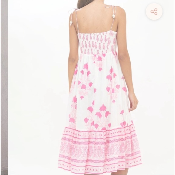 NWT Oliphant TIE STRAP MIDI- JAIPUR PINK MIDI dress Floral - Picture 3 of 10